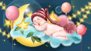 good night world kid baby cute cloud