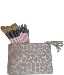 hollis leopard makeup brush pouch set