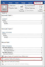 how to create a table of contents link