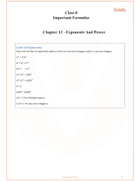 Cbse Class 8 Maths Chapter 12 Exponents And Powers Formulas