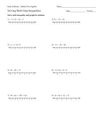 Not equal to, less than, greater. Solving Multi Step Inequalities Worksheet Promotiontablecovers