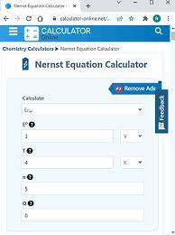 Nernst Equation Calculator Websites