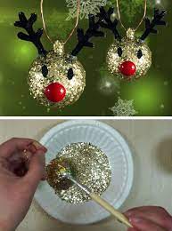 Here's an easy and cute reindeer ornament to make. Glitter Reindeer Ornaments Diy Christmas Ornaments Christmas Ornament Crafts Christmas Ornaments