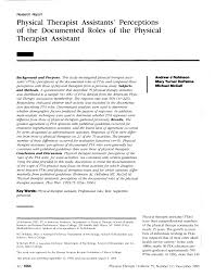 Pdf Physical Therapist Assistants Perceptions Of The