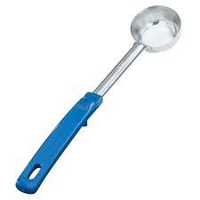 Vollrath 62157 2 Oz Blue Solid Round Stainless Steel Spoodle Portion Spoon With Grip N Serve Handle