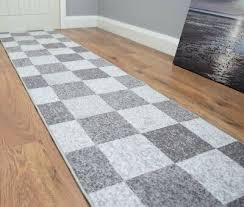 grey checked carpet runner mat non slip