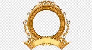 round gold frame ilration mirror