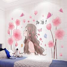 Pink Flowers Plants Wall Stickers Diy
