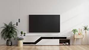 Led Tv On The White Wall In Living Room