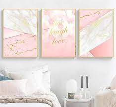 gold bedroom decor pink wall art