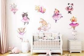 Cute Ballerina Animals Wall Decal