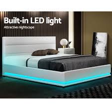 Check spelling or type a new query. Artiss Rgb Led Bed Frame Double Full Size Gas Lift Base Storage White Leather Lumi Buy Double Bed Frame 9355720071610