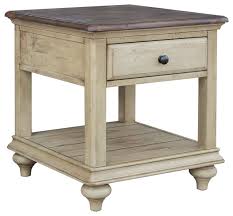Coastal End Table Storage Drawer With