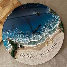 Ocean Resin Wall Clock Name On Sand