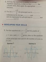 Solved 2 Solving Trig Equations Is