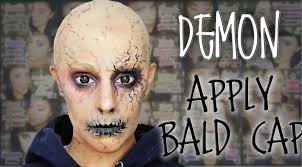 demon makeup and how to apply bald cap