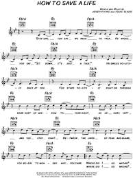 How to save a life piano. The Fray How To Save A Life Sheet Music Leadsheet In Bb Major Transposable Download Print Sku Mn0099453
