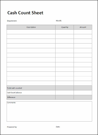 Cash Count Sheet Double Entry Bookkeeping