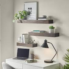 Stylewell Modern Espresso Wood Floating Wall Shelf Set Of 3 36 W X 3 H X 6 D Brown