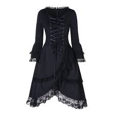 Womens Halloween Costume Evening Party Lace Up Witch Gothic Cosplay Fancy Dress