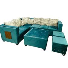 sea green l shape sofa set at rs 10000