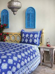 moroccan duvet cover quatrefoil blue