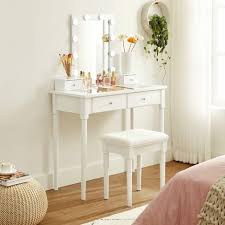 makeup table set with cushioned stool