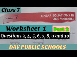 Dav Class 7 Linear Equations In One