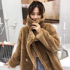 Teddy Bear Real Fur Coat Women Winter