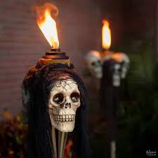 creepy skull tiki torches
