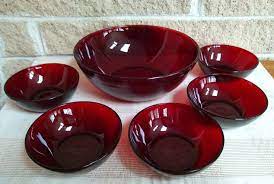 Royal Ruby Large Berry Bowl And 5 Small
