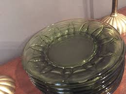 Vintage Green Glass Plates 8 Inch