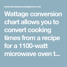 Wattage Conversion Chart Allows You To Convert Cooking Times