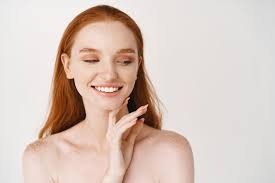 skincare closeup of redhead woman