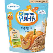 Bột ăn dặm Fruto bí ngô, lúa mì của Nga 200g 5M+