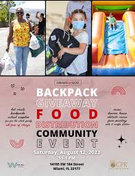 backpack giveaway food distribution