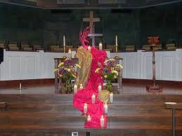 It marks the beginning of the christian church and the proclamation of its message throughout the world and is often referred to as the birthday of the. Pentecost Decorations Church Church Altar Decorations Pentecost Church Decor