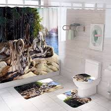 wolf bathroom rug set shower curtain