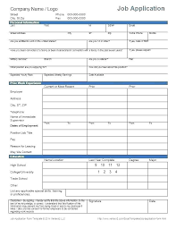 Construction Employment Application Template Free Printable