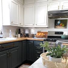 Green And White Kitchen Cabinets With