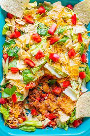 layered taco salad with ground beef