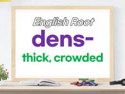 english root word dens from latin densus