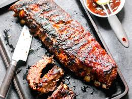 grilled bbq ribs on a gas grill