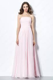Simple Pink Straight Across Long Chiffon Bridesmaid Dress