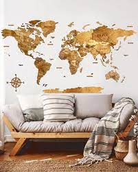 3d Wooden World Map Oak Sikorka