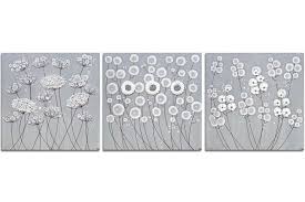 Wall Art Flowers In Neutral Gray White