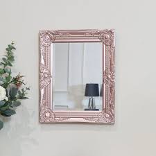 Ornate Rose Gold Pink Wall Mirror With