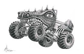 They give the order in which to make the various strokes of the pencil. Monster Truck Drawing By Murphy Elliott