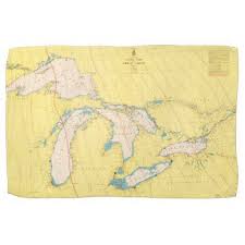 Great Lakes Nautical Chart Map Kitchen Towel Zazzle Com