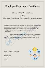 experience certificate formats